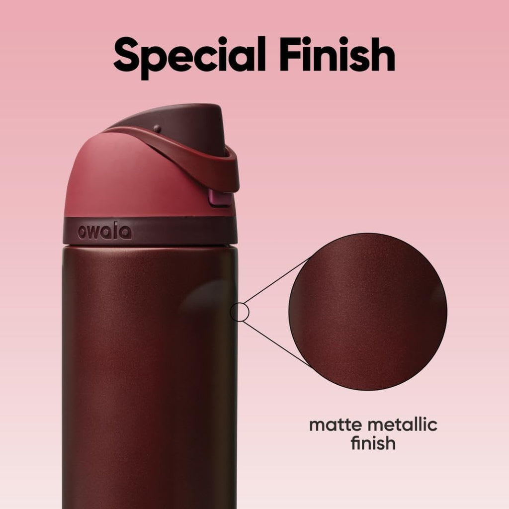 Owala FreeSip Stainless Steel Water Bottle 24 oz Black Cherry
