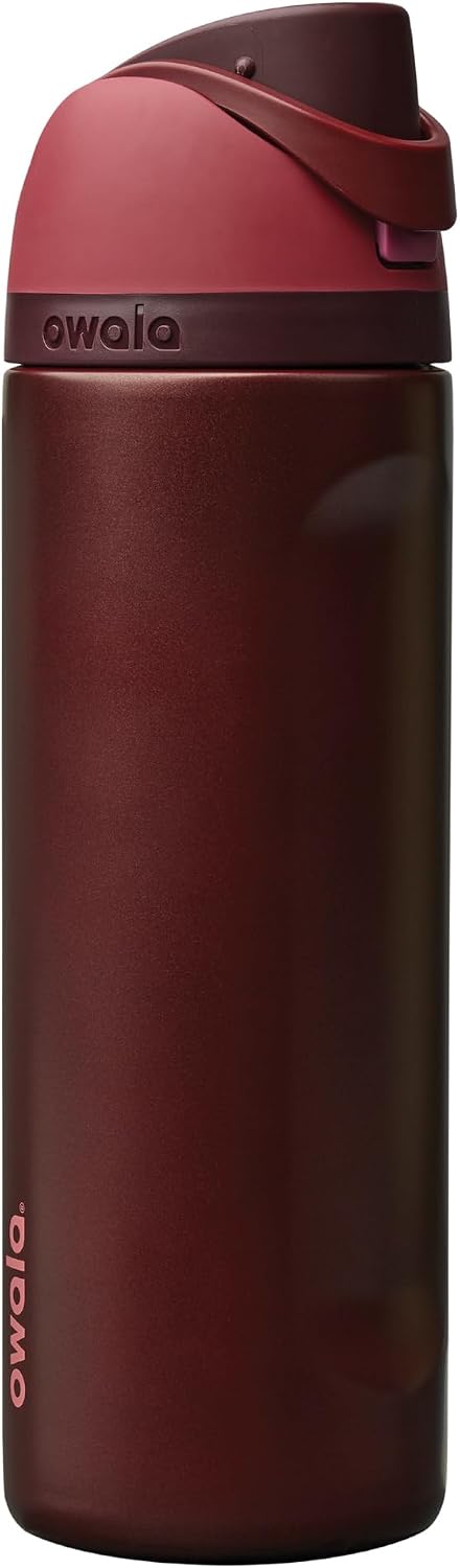 Owala FreeSip Stainless Steel Water Bottle 24 oz Black Cherry