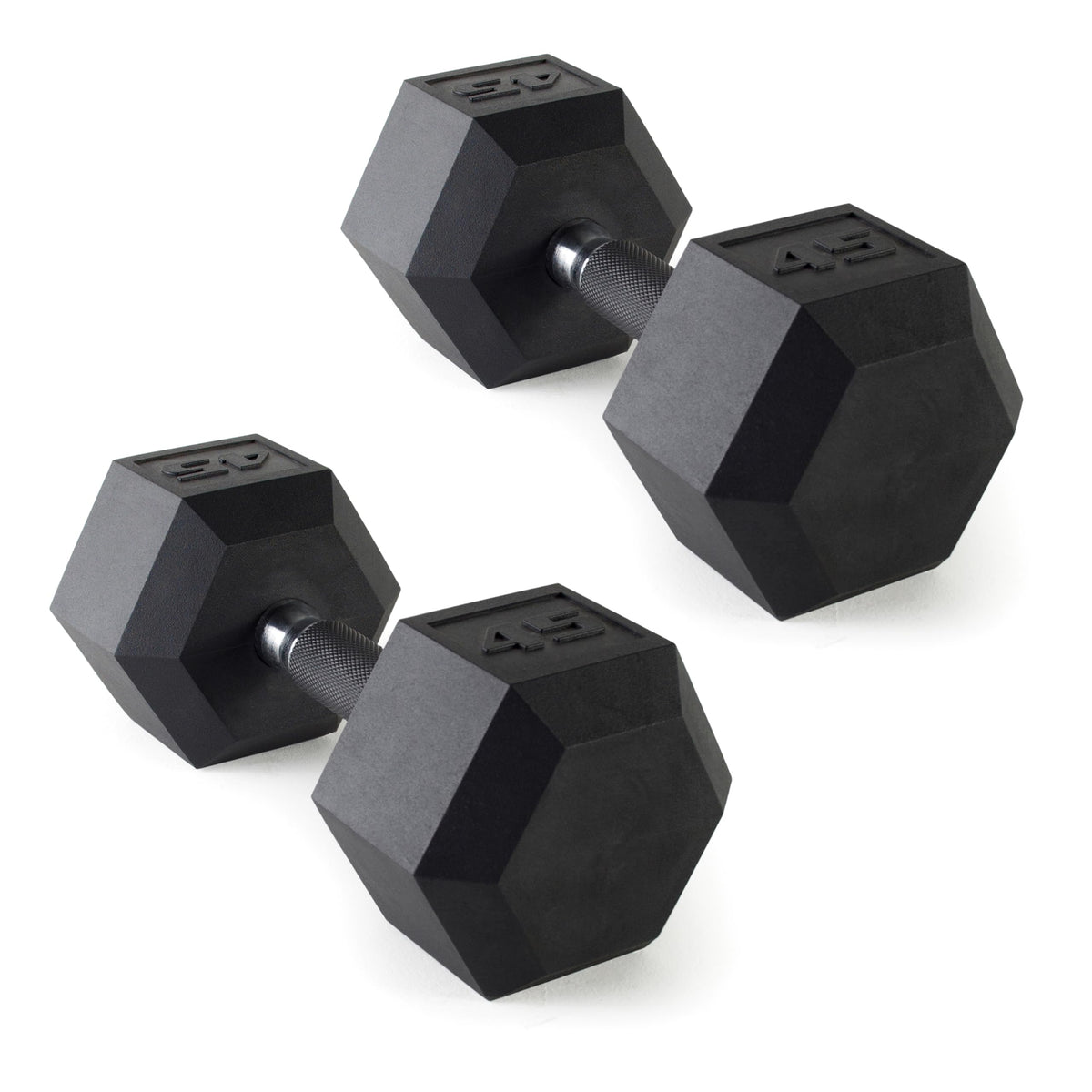 CAP Rubber Coated Dumbbell Weights, Free Weights for Home Gym Strength Training, Anti-Roll Hex Dumbbells with Black, Chrome & Comfort Grip Handles, Pairs & Sets