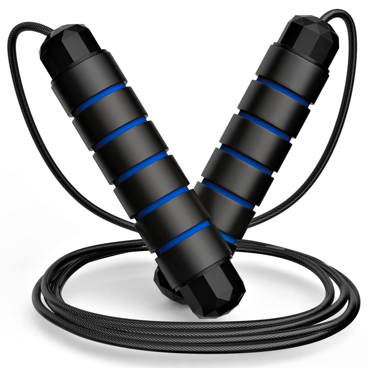 Jump Rope, Tangle-Free Rapid Speed Jumping Rope Cable with Ball Bearings for Women, Men, and Kids, Adjustable Steel Jump Rope with Foam Handles for Home Gym Exercise Fitness Workout Equipment & Slim Body