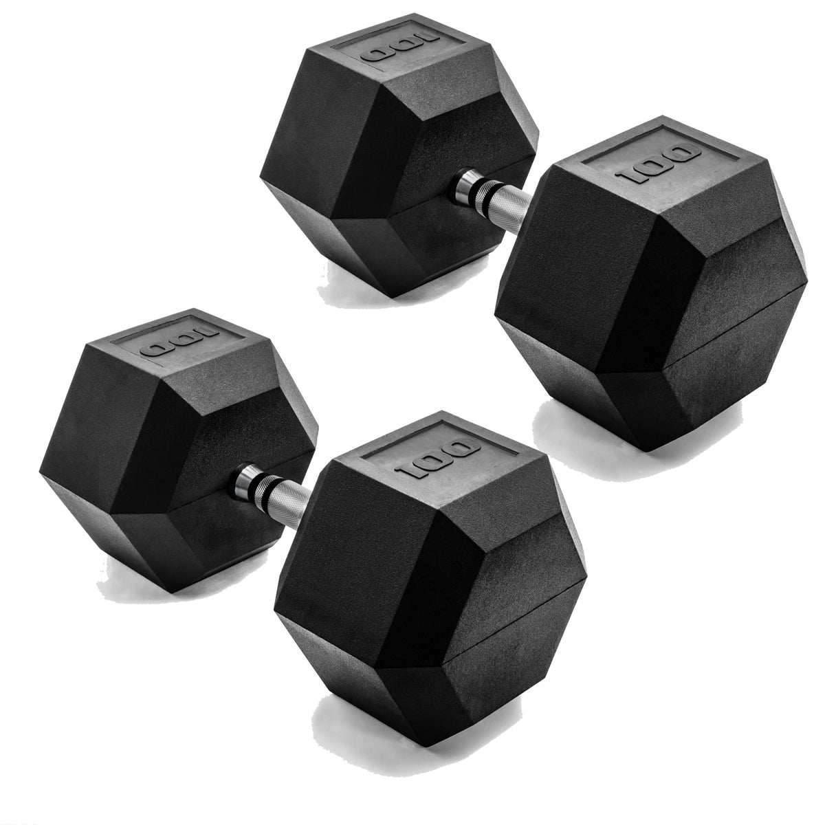 CAP Rubber Coated Dumbbell Weights, Free Weights for Home Gym Strength Training, Anti-Roll Hex Dumbbells with Black, Chrome & Comfort Grip Handles, Pairs & Sets