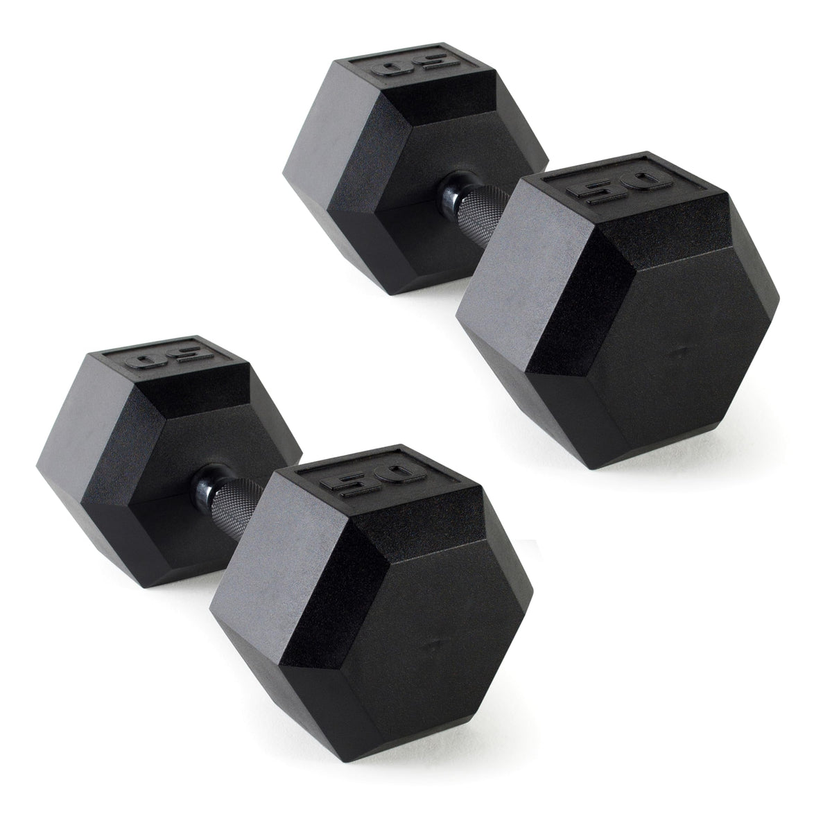 CAP Rubber Coated Dumbbell Weights, Free Weights for Home Gym Strength Training, Anti-Roll Hex Dumbbells with Black, Chrome & Comfort Grip Handles, Pairs & Sets