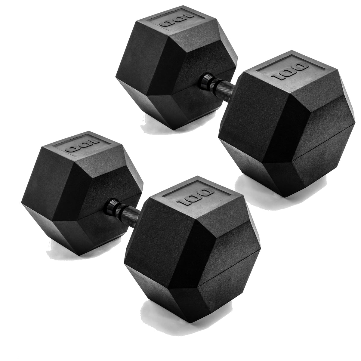 CAP Rubber Coated Dumbbell Weights, Free Weights for Home Gym Strength Training, Anti-Roll Hex Dumbbells with Black, Chrome & Comfort Grip Handles, Pairs & Sets
