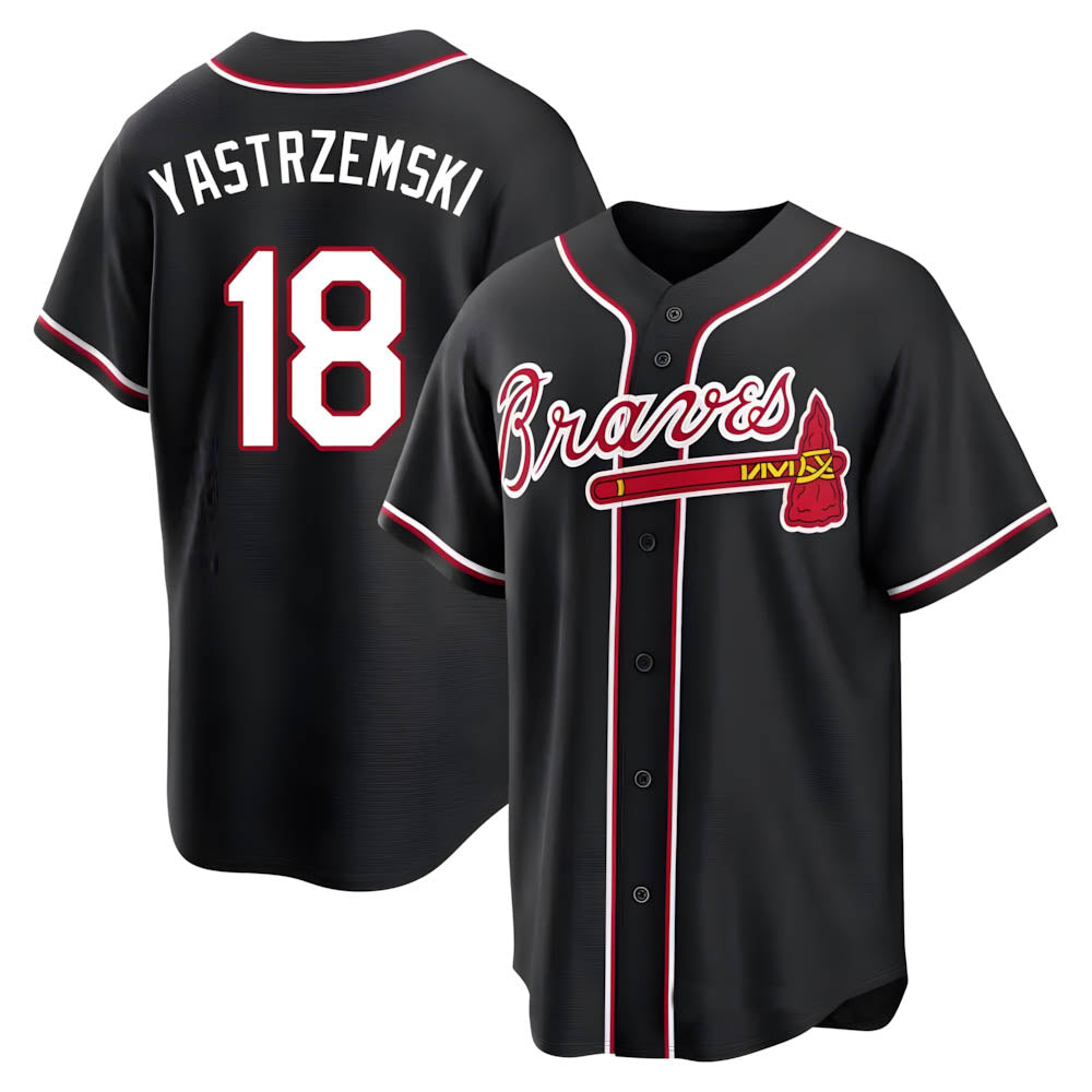 MATTH A.Braves #18 Mike Yastrzemski player Black Replica Fashion Out Stitched Jerseys