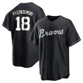 MATTH A.Braves #18 Mike Yastrzemski player Black&White Replica Stitched Jerseys