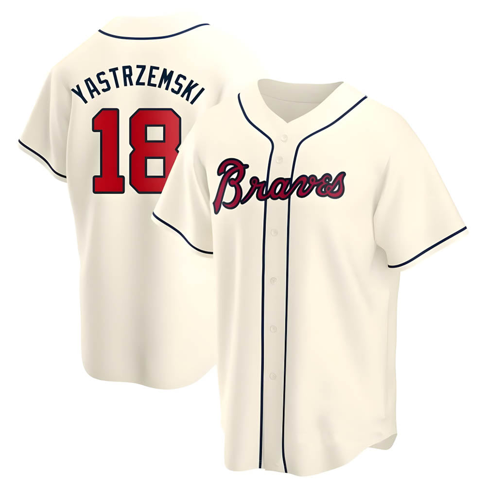 MATTH A.Braves #18 Mike Yastrzemski player Cream Replica Alternate Stitched Jerseys