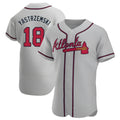 MATTH A.Braves #18 Mike Yastrzemski player Gray Authentic Road Stitched Jerseys