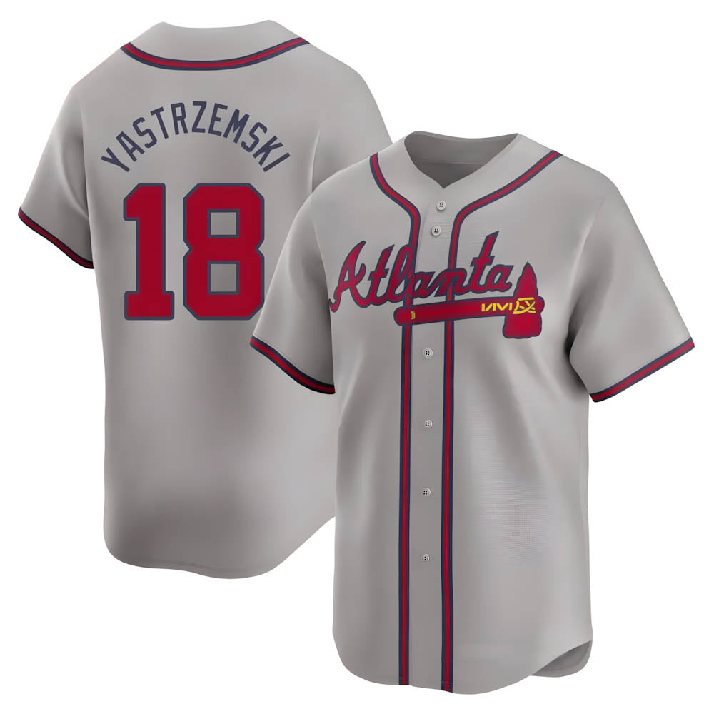 MATTH A.Braves #18 Mike Yastrzemski player Gray Limited Away Stitched Jerseys