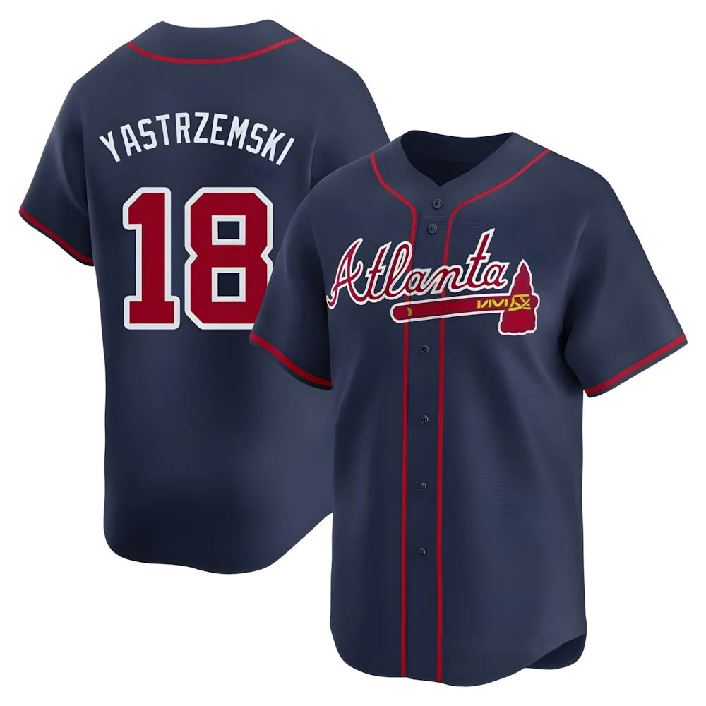 MATTH A.Braves #18 Mike Yastrzemski player Navy Limited Alternate Stitched Jerseys