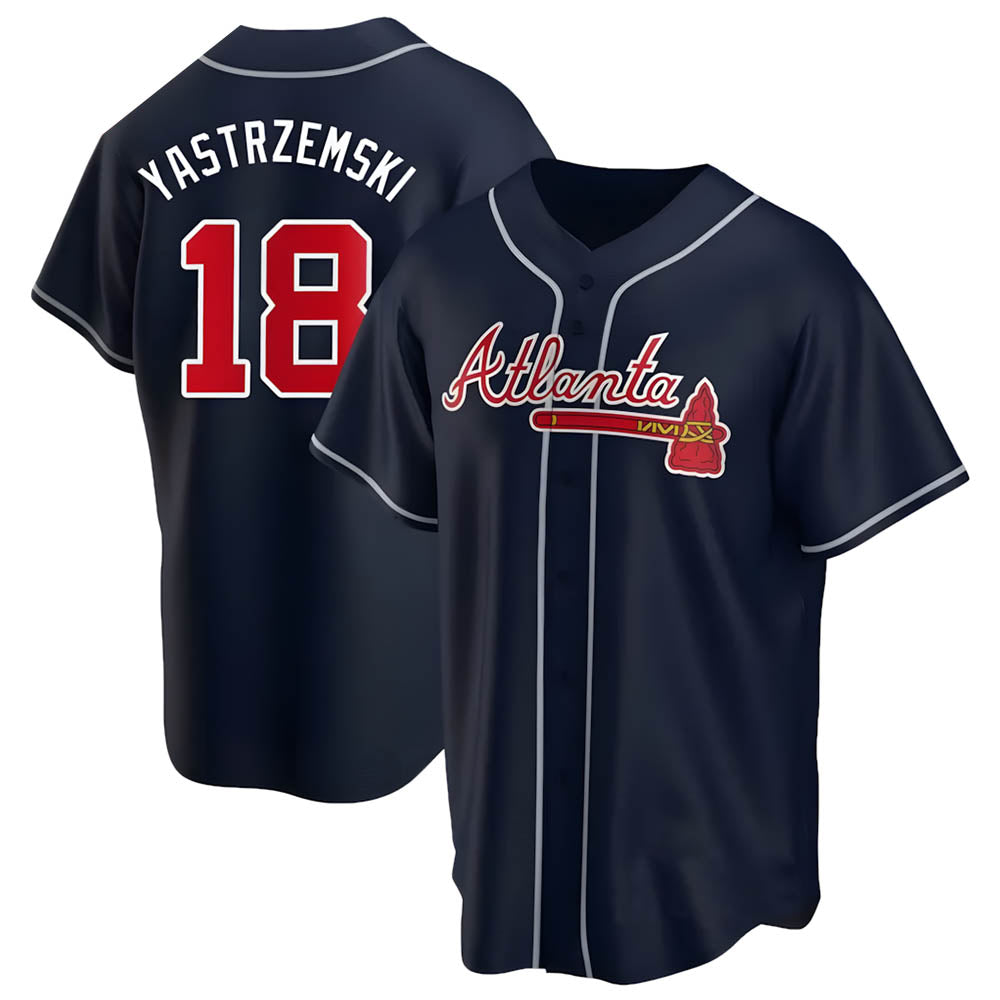 MATTH A.Braves #18 Mike Yastrzemski player Navy Replica Alternate Stitched Jerseys