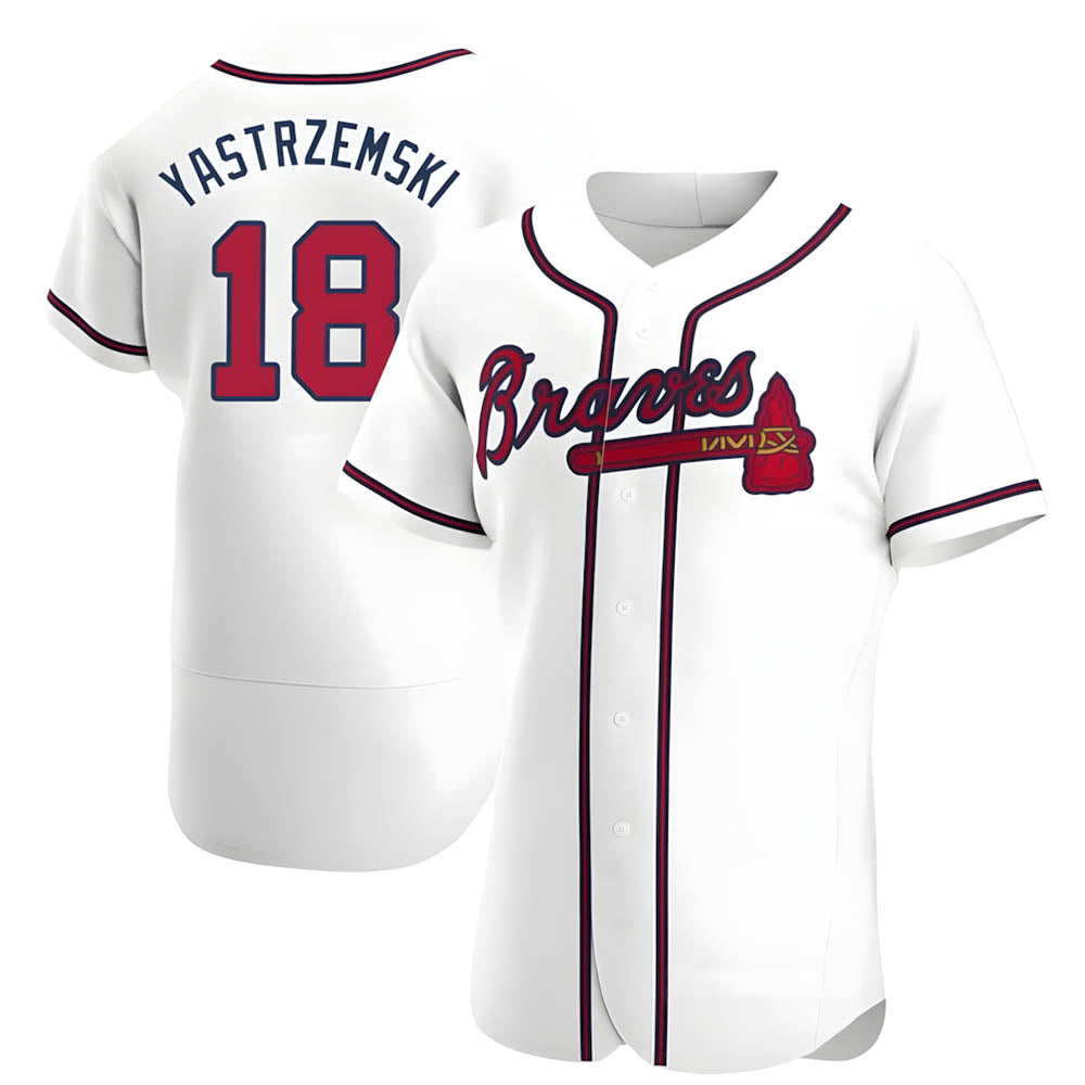 MATTH A.Braves #18 Mike Yastrzemski player White Authentic Home Stitched Jerseys