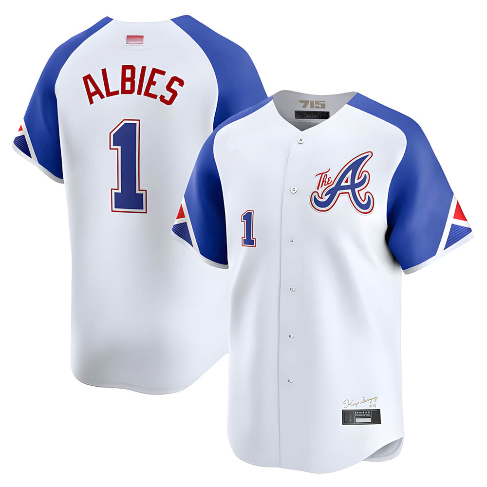 MATTH A.Braves #1 Ozzie Albies Player Blue City Connect Stitched Jerseys