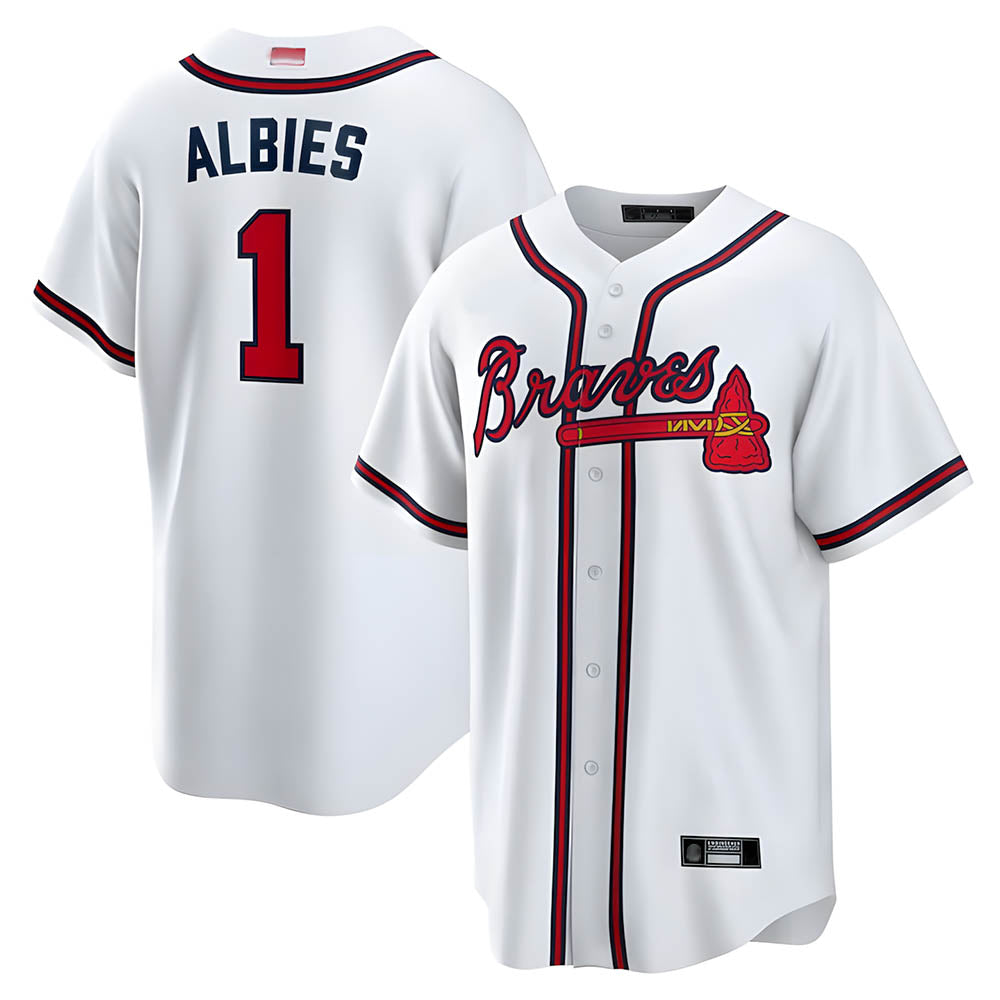 MATTH A.Braves #1 Ozzie Albies Player White Alternate Stitched Jerseys