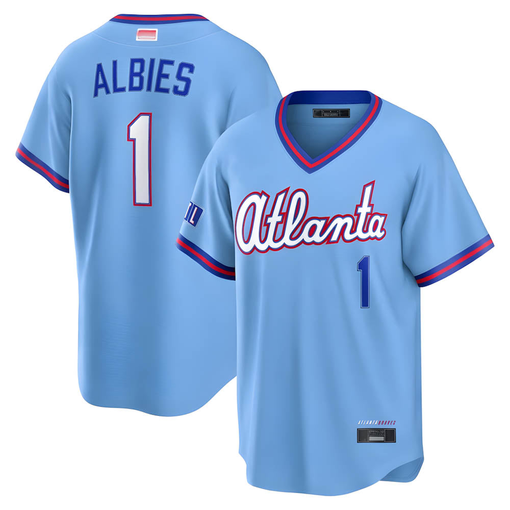 MATTH A.Braves #1 Ozzie Albies Player Powder Blue 2026 City Connect T shirt Stitched Jerseys