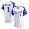 MATTH A.Braves #1 Ozzie Albies Player White Limited Throwback Cooperstown Collection Stitched Jerseys