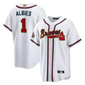 MATTH A.Braves #1 Ozzie Albies Player White World Series Gold Program Stitched Jerseys