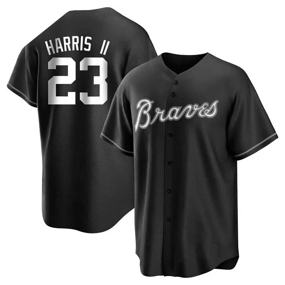 MATTH A.Braves #23 Michael Harris II player Black&White Replica Stitched Jerseys
