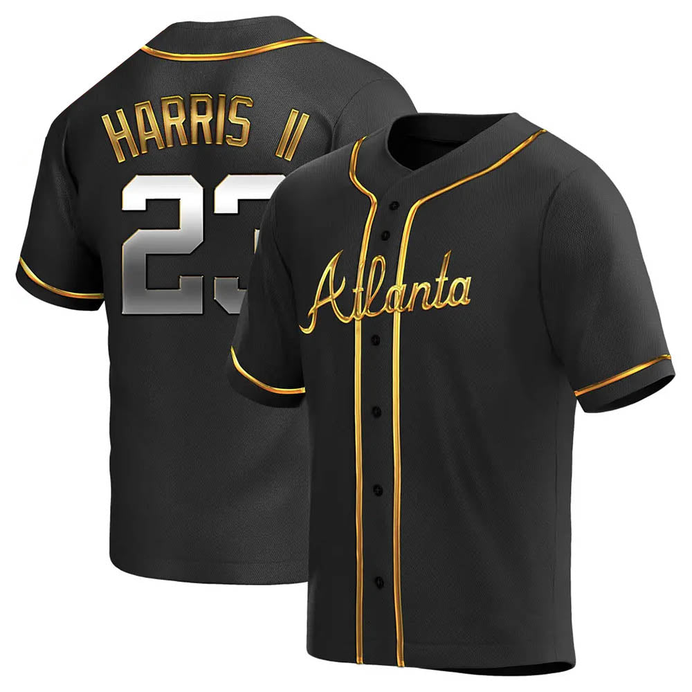 MATTH A.Braves #23 Michael Harris II player Gold Replica Black en Alternate Stitched Jerseys