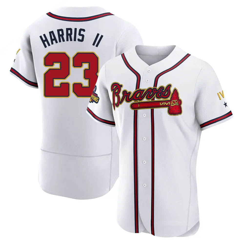 MATTH A.Braves #23 Michael Harris II player White&Gold Authentic Program Stitched Jerseys
