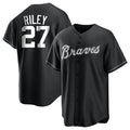 MATTH A.Braves #27 Austin Riley Player Black&White Replica Stitched Jerseys
