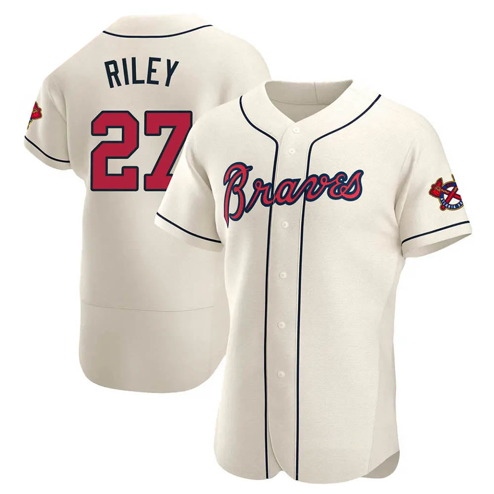 MATTH A.Braves #27 Austin Riley Player Cream Authentic Alternate Stitched Jerseys