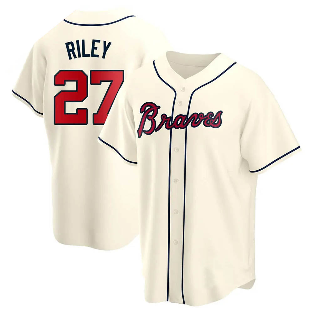 MATTH A.Braves #27 Austin Riley Player Cream Replica Alternate Stitched Jerseys