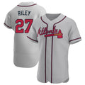 MATTH A.Braves #27 Austin Riley Player Gray Authentic Road Stitched Jerseys