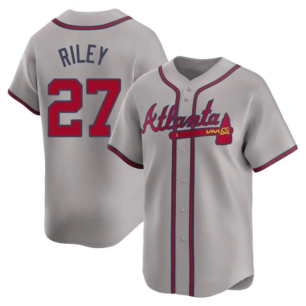 MATTH A.Braves #27 Austin Riley Player Gray Limited Away Stitched Jerseys