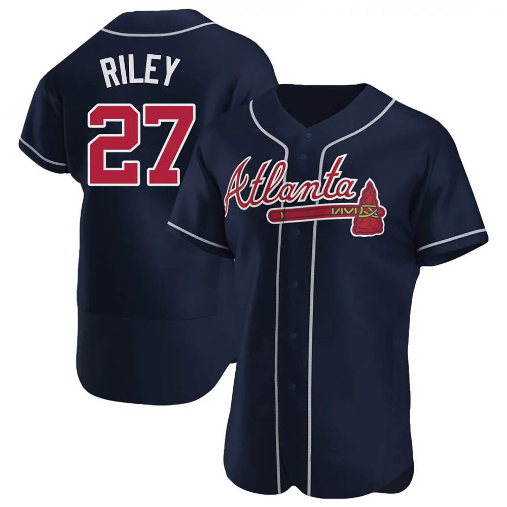 MATTH A.Braves #27 Austin Riley Player Navy Authentic Alternate Stitched Jerseys
