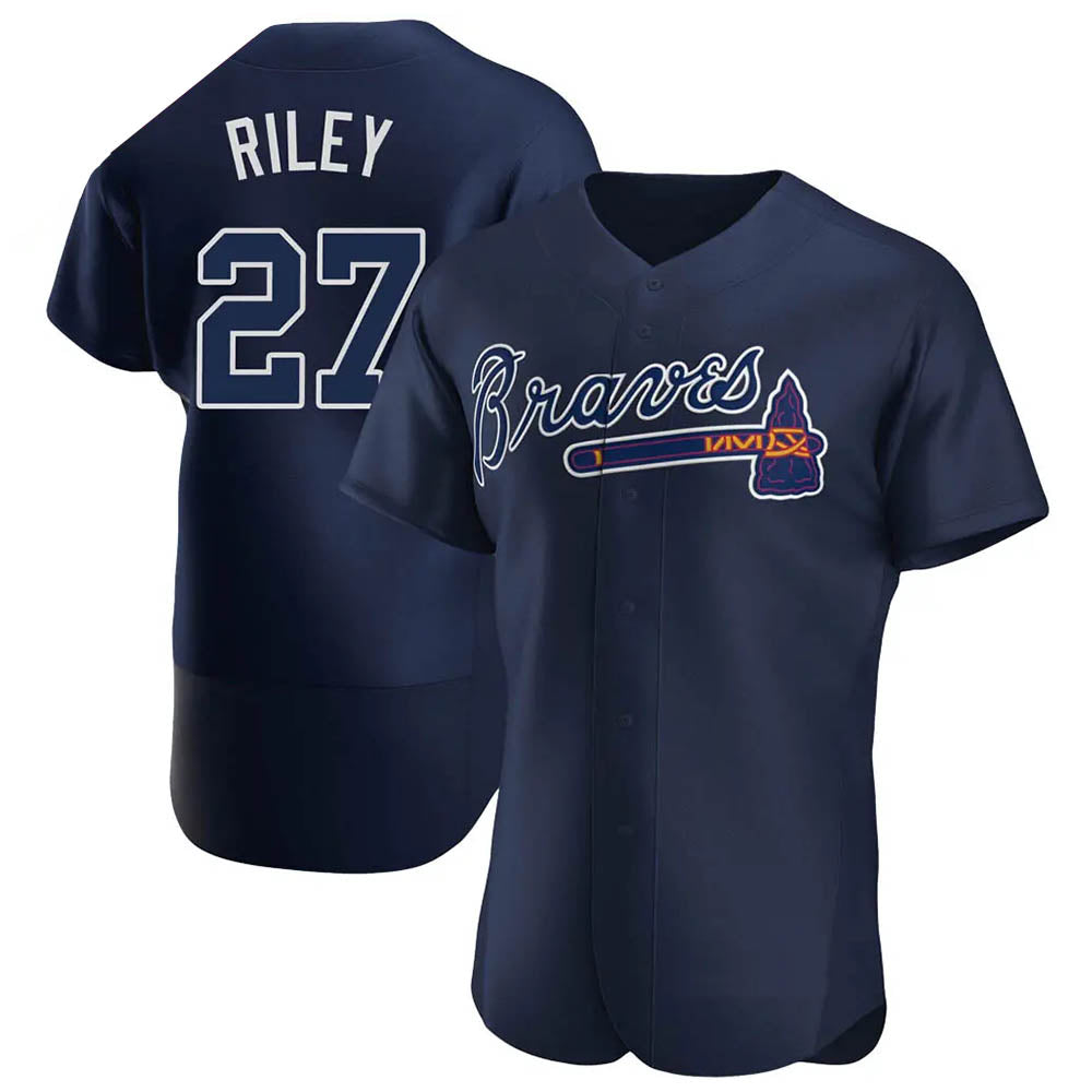 MATTH A.Braves #27 Austin Riley Player Navy Authentic Alternate Team Stitched Jerseys