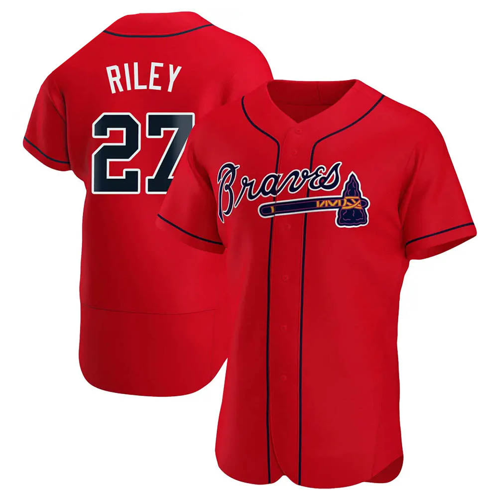 MATTH A.Braves #27 Austin Riley Player Red Authentic Alternate Stitched Jerseys