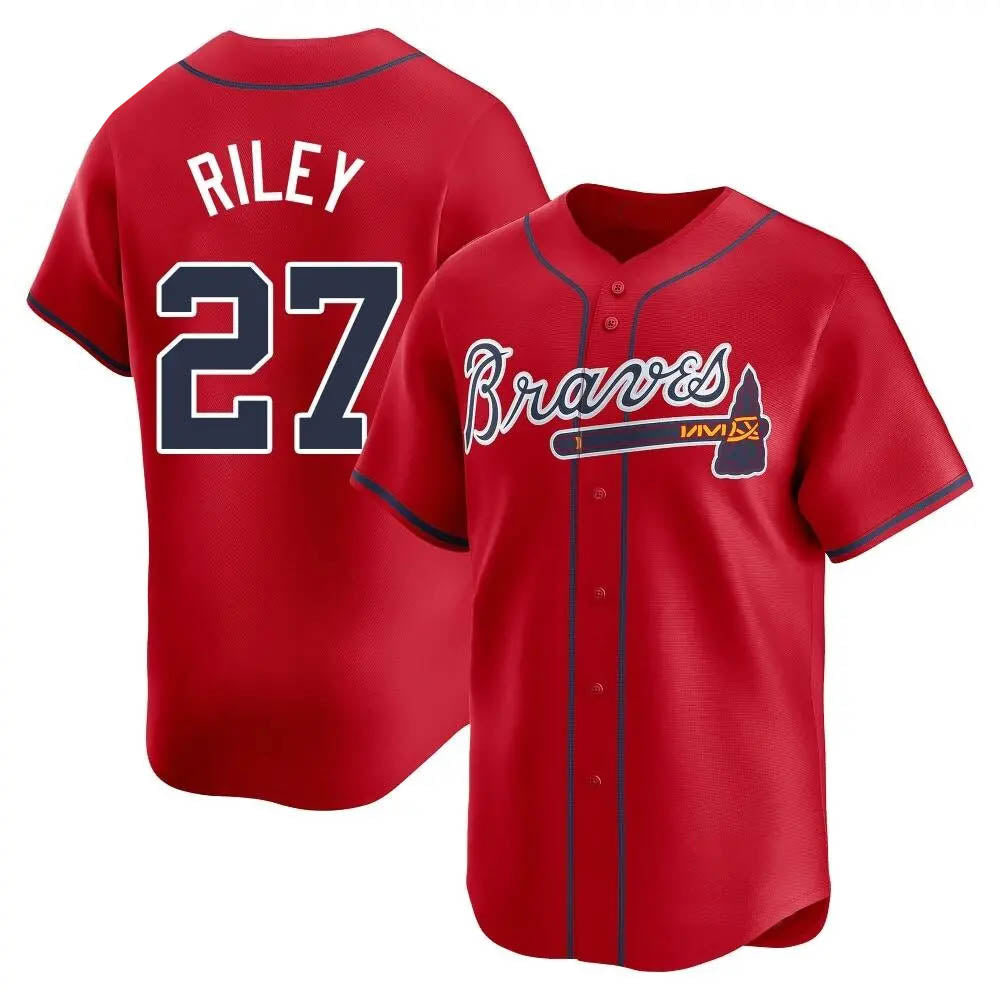 MATTH A.Braves #27 Austin Riley Player Red Limited Alternate Stitched Jerseys