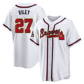 MATTH A.Braves #27 Austin Riley Player White&Gold Replica Program Stitched Jerseys