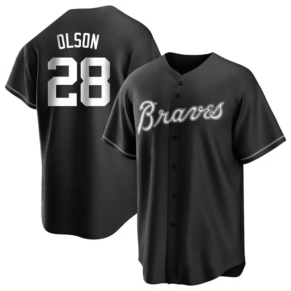 MATTH A.Braves #28 Matt Olson Player Black&Gold Replica en Alternate Stitched Jerseys