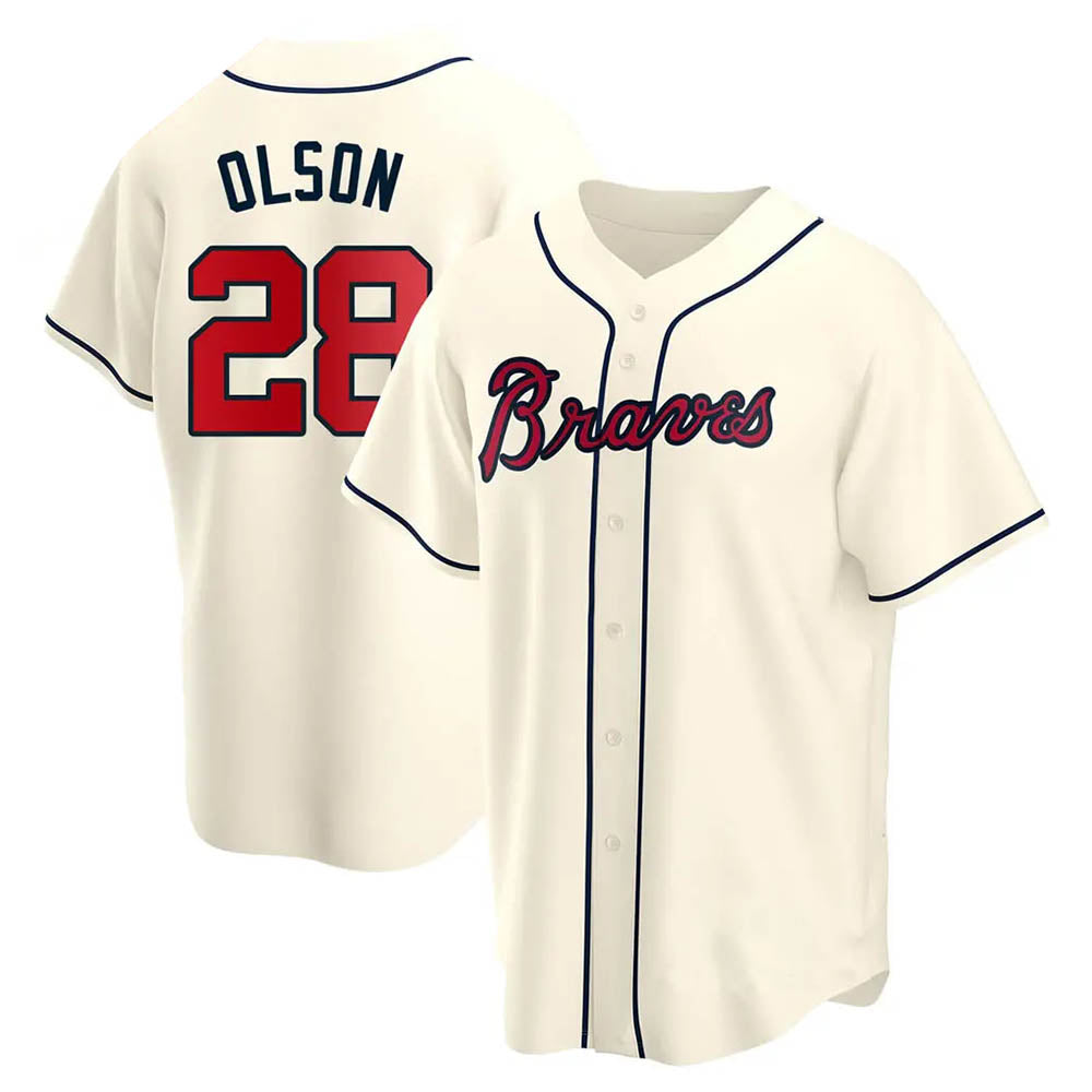 MATTH A.Braves #28 Matt Olson Player Cream Replica Alternate Stitched Jerseys