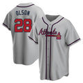 MATTH A.Braves #28 Matt Olson Player Gray Replica Road Stitched Jerseys