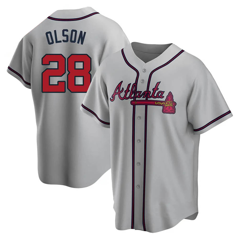 MATTH A.Braves #28 Matt Olson Player Gray Replica Road Stitched Jerseys