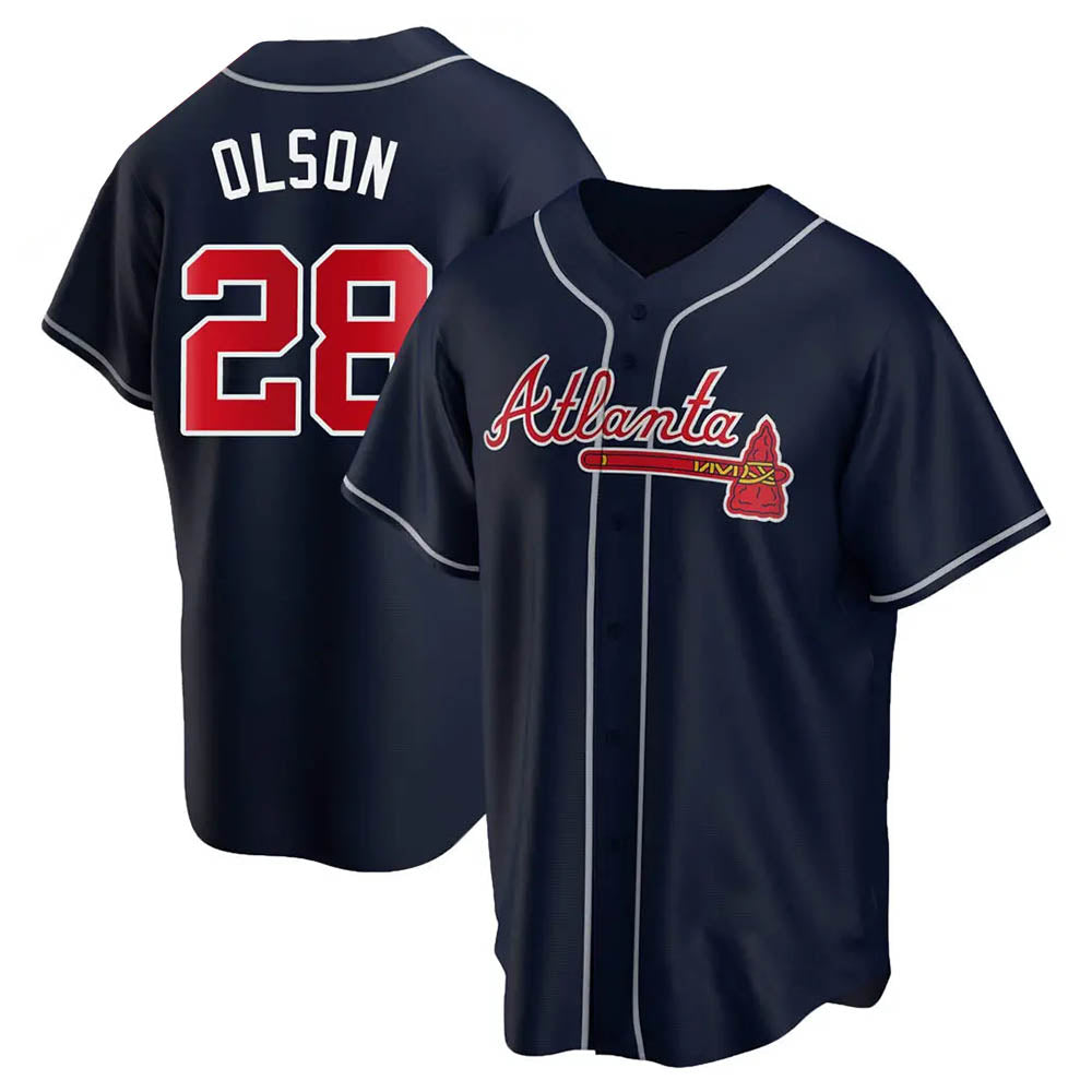 MATTH A.Braves #28 Matt Olson Player Navy Replica Alternate Stitched Jerseys
