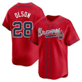 MATTH A.Braves #28 Matt Olson Player Red Limited Alternate Stitched Jerseys