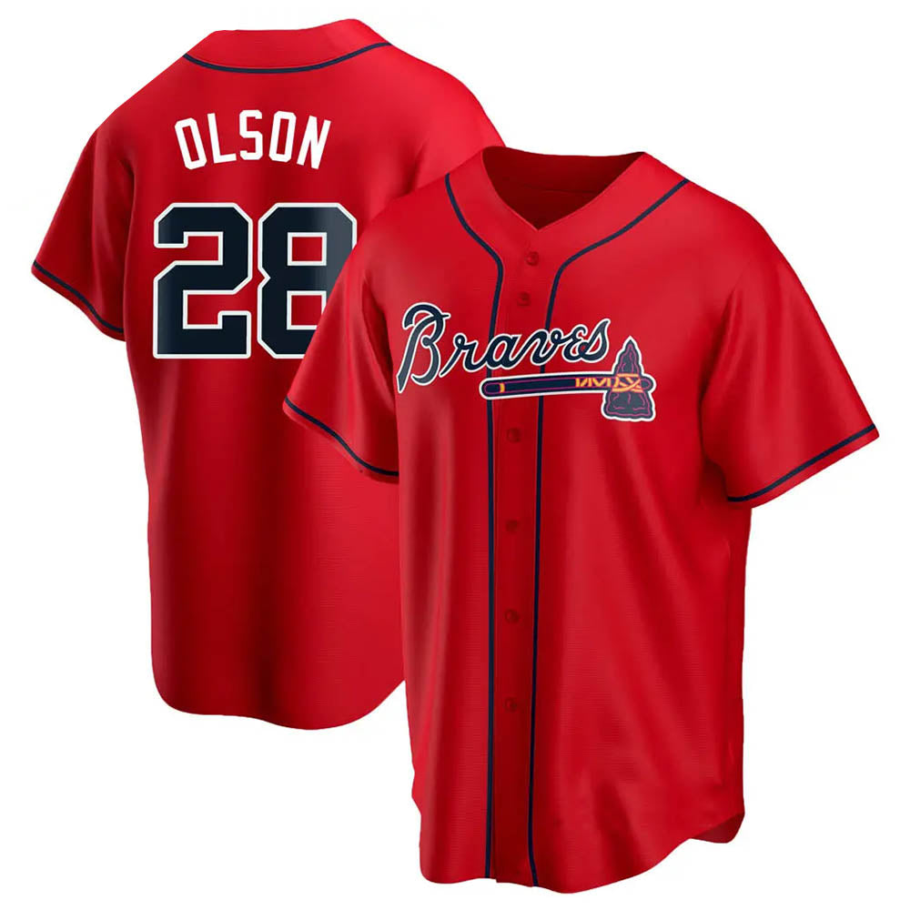 MATTH A.Braves #28 Matt Olson Player Red Replica Alternate Stitched Jerseys