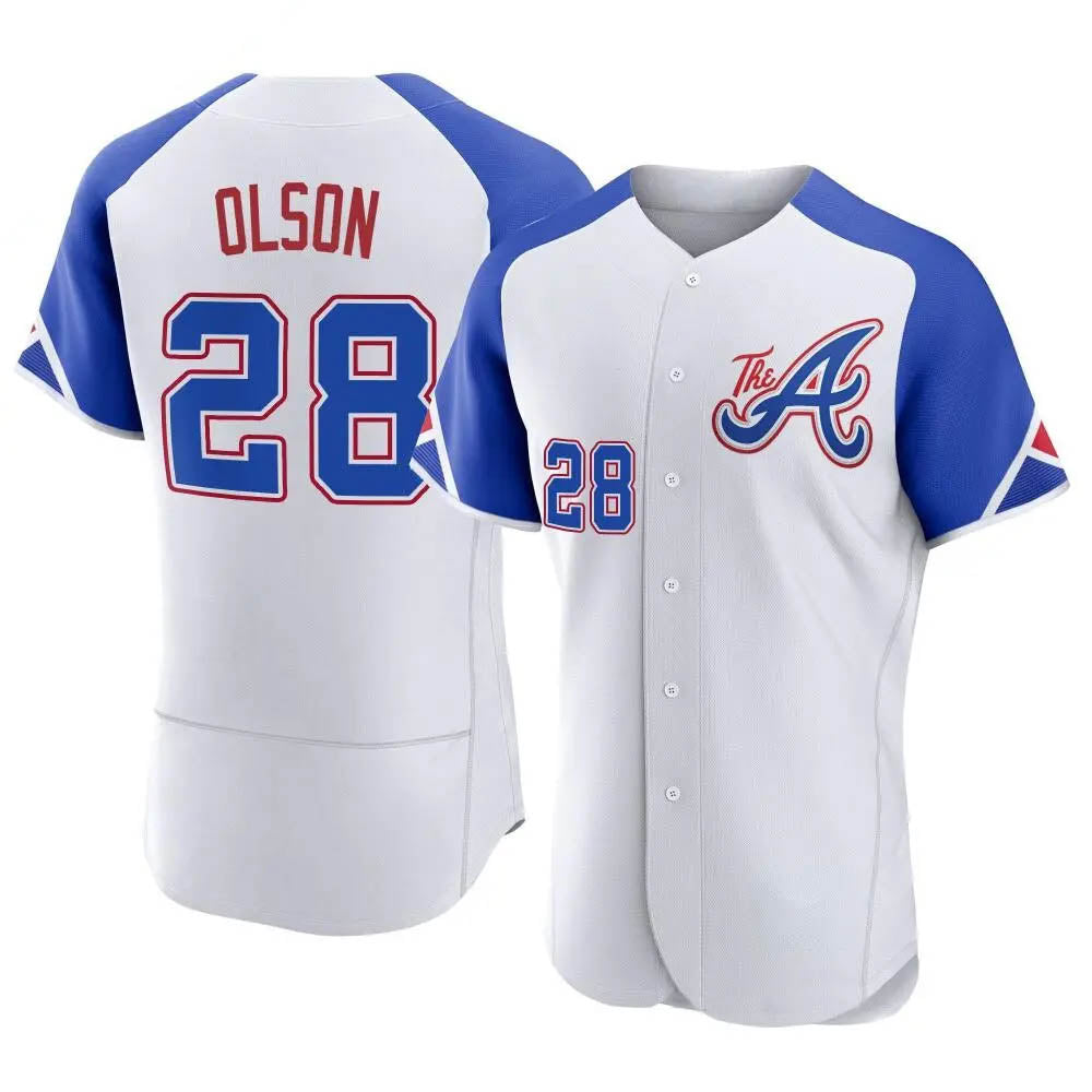 MATTH A.Braves #28 Matt Olson Player White Authentic City Connect Stitched Jerseys