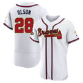 MATTH A.Braves #28 Matt Olson Player White&Gold Authentic Program Stitched Jerseys