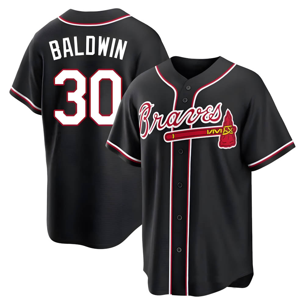 MATTH A.Braves #30 Drake Baldwin player Black Replica Fashion Out Stitched Jerseys