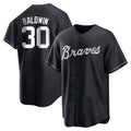 MATTH A.Braves #30 Drake Baldwin player Black&White Replica Stitched Jerseys