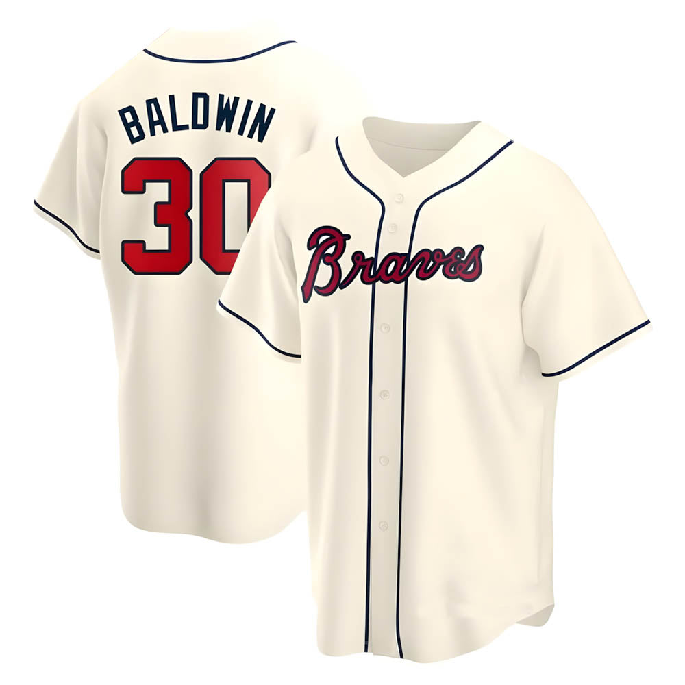 MATTH A.Braves #30 Drake Baldwin player Cream Replica Alternate Stitched Jerseys