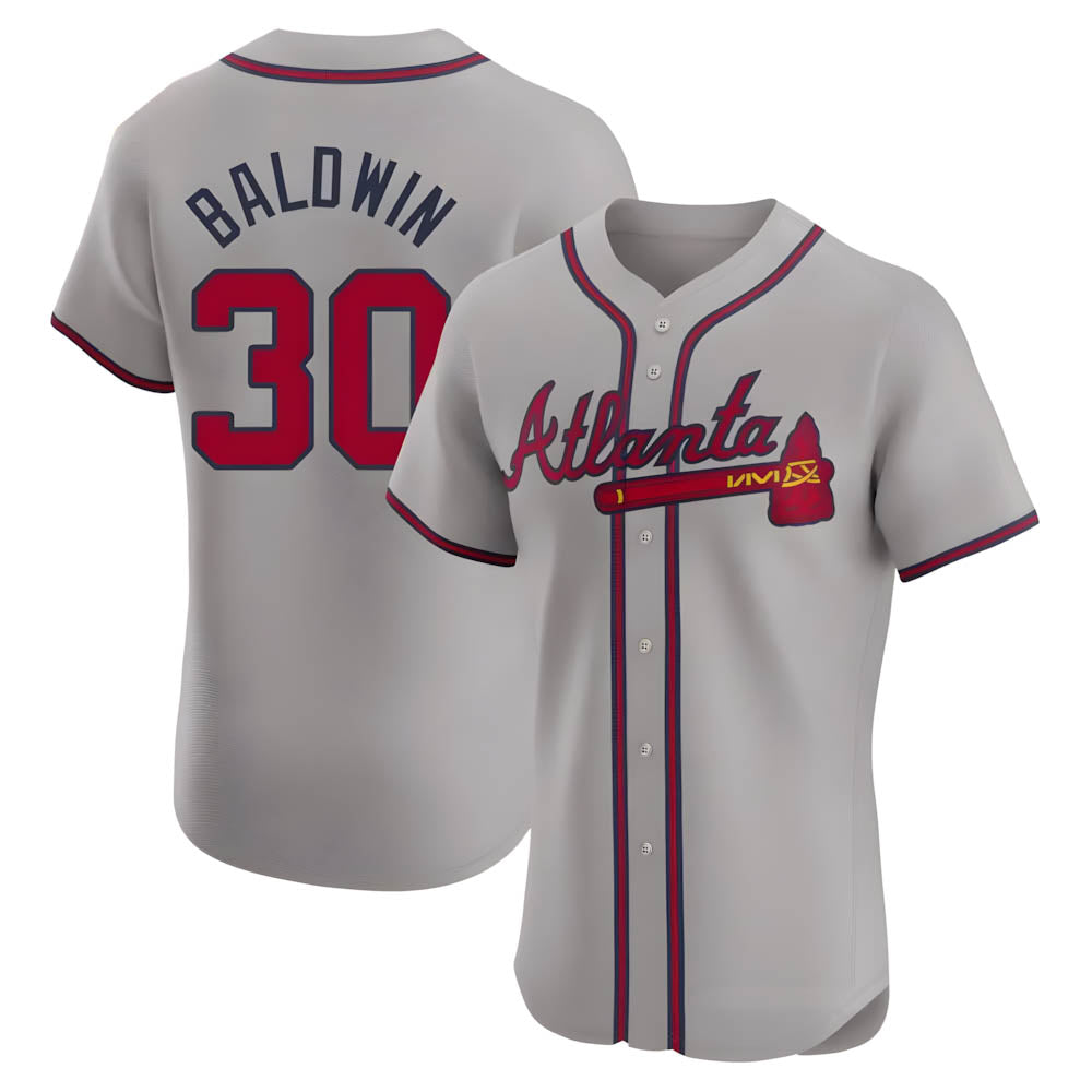 MATTH A.Braves #30 Drake Baldwin player Gray Elite Road Stitched Jerseys