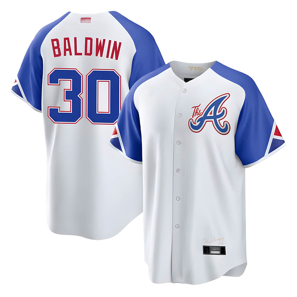 MATTH A.Braves #30 Drake Baldwin player White City Connect Stitched Jerseys