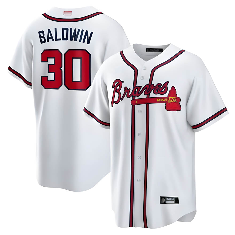 MATTH A.Braves #30 Drake Baldwin player White Home Replica Stitched Jerseys
