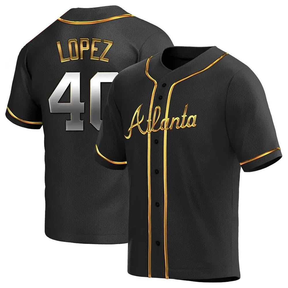 MATTH A.Braves #40 Reynaldo Lopez player Black & Gold Replica en Alternate Stitched Jerseys