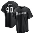 MATTH A.Braves #40 Reynaldo Lopez player Black&White Replica Stitched Jerseys